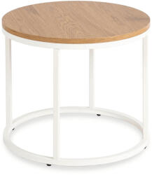 Klubfotel ANN kör alakú dohányzóasztal, tölgy/fehér
