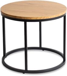 Klubfotel LELLA kör alakú dohányzóasztal, arany tölgy/fekete