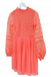 Missguided Korall hímzett ruha, Size 34, kerek dekoltázs, hosszú ujjú, poliészter (246931)