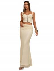 Shein Bézs Egyenes Maxi Elasztikus Szoknya 40 L__L