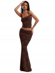 Shein Maxi Szoknya Barna Kötött Dekoratív Aranyszál 38 M __M