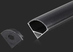 V-TAC Alumínium profil (Fekete) - Sarok - Fekete fedlappal - 2000 x 15.8 x 15.8 mm - 2874