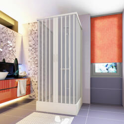 Italbox Cabina dus trei laturi, model Saturnia, usi armonice, fara cadita de dus, material PVC (Dimensiuni cabine dus: 80 x 80 x 80 cm) (BXL30802CTE)