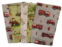  Gyermek pamut kispárna huzat csomag 5 db-os, II. osztályú , zöld, szürke, fehér mintákkal