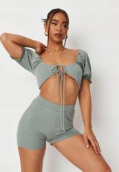 Missguided zöld kötős top, Size 44, poliészter (351714)