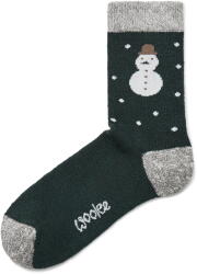 Vlnka Karácsonyi zokni merinói gyapjúból hóemberes mintával, sötétzöld zokniméret 39-42