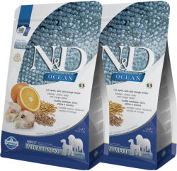 N&D Ocean N&D Dog Ocean Tőkehal és Narancs Adult Medium/Maxi, tönköly, zab 2x2, 5kg