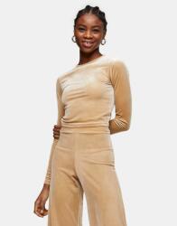 Topshop Velúr Hosszú Ujjú Felső, bézs, Size 44, 92% poliészter (282913)