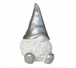 Direct home and garden Manó figura ülő manó fehér-ezüst 16 cm karácsonyi dekoráció