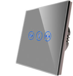 Bingoelec Függöny kapcsoló, WiFi, üveg előlap (WT-C201-GY)