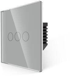 Bingoelec 3 körös érintőkapcsoló, WiFi, üveg előlap, nulla szükséges (W1-301B-GY)