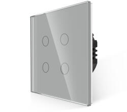 Bingoelec 4 körös érintőkapcsoló, WiFi, üveg előlap, nulla szükséges (W1-401B-GY)