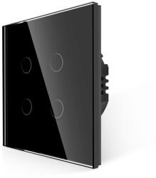 Bingoelec 4 körös érintőkapcsoló, WiFi, üveg előlap, nulla szükséges (W1-401B-BK)