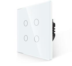 Bingoelec 4 körös érintőkapcsoló, WiFi, üveg előlap, nulla szükséges (W1-401B-WH)