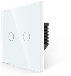 Bingoelec 2 körös érintőkapcsoló, WiFi, üveg előlap, nulla szükséges (W1-201B-WH)