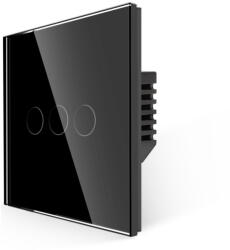 Bingoelec 3 körös érintőkapcsoló, WiFi, üveg előlap, nulla szükséges (W1-301B-BK)