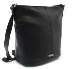 ARWEL Čierna kožená zipsová kabelka