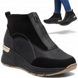 Rieker Női Bokacsizma, Size 39, fekete, platformos (Rieker N6361-00)