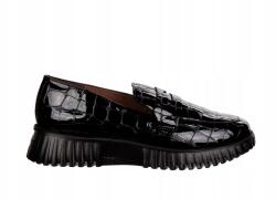 Wonders Női Bőr Mokaszin, Size 38, fekete, könnyű talp (A-4402)