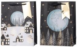  Ajándéktasak 180X230 Mm Téli Táj Mix, Fekete, Fehér, Arany