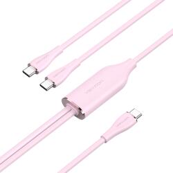 Vention USB-C 2.0/M -> 2*USB-C/M, (5A, szilikon, pink), 1, 5m, kábel (CTMPG) - smartbyte