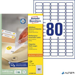 Avery-Zweckform Etikett, univerzális, eltávolítható, 35, 6x16, 9 mm, AVERY ZWECKFORM, 8000 etikett/csomag (L4732REV-100) - alter