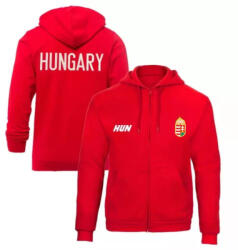  Magyarország pulóver felnőtt kapucnis-zippes HUNGARY piros XS