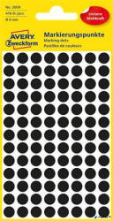 Avery-Zweckform Etikett, 8 mm, kör, AVERY ZWECKFORM, fekete, 416 etikett/csomag (3009) - alter