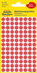 Avery-Zweckform Etikett, 8 mm, kör, eltávolítható, AVERY ZWECKFORM, piros, 416 etikett/csomag (3589) - alter