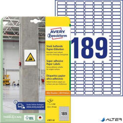 Avery-Zweckform Etikett, univerzális, 25, 4x10 mm, extra erős, AVERY ZWECKFORM, 3780 etikett/csomag (L7871-20) - alter