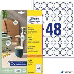 Avery-Zweckform Etikett, 30 mm, kör, eltávolítható, AVERY ZWECKFORM, 480 etikett/csomag (6223REV-10) - alter