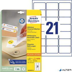 Avery-Zweckform Etikett, univerzális, 63, 5x38, 1 mm, eltávolítható, kerekített sarkú, AVERY ZWECKFORM, 630 etikett/csomag (L6023REV-25) - alter