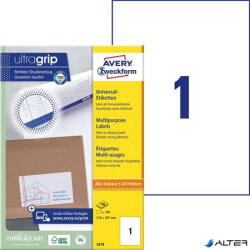Avery-Zweckform Etikett, univerzális, 210x297 mm, AVERY ZWECKFORM, 100 etikett/csomag (3478) - alter