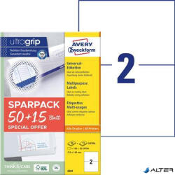 Avery-Zweckform Etikett, univerzális, 210x148 mm, AVERY ZWECKFORM, 'Sparpack', 130 etikett/csomag (6604)