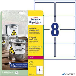 Avery-Zweckform Etikett, 99, 1x67, 7 mm, poliészter, időjárásálló, AVERY ZWECKFORM, fehér, 160 etikett/csomag (L4715-20) - alter