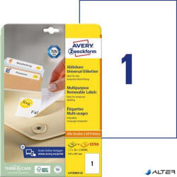 Avery-Zweckform Etikett, univerzális, eltávolítható, 210x297 mm, AVERY ZWECKFORM, 30 etikett/csomag (L4735REV-25) - alter