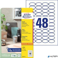 Avery-Zweckform Etikett, univerzális, 40x20 mm, ovális, AVERY ZWECKFORM, 480 etikett/csomag (6241-10) - alter