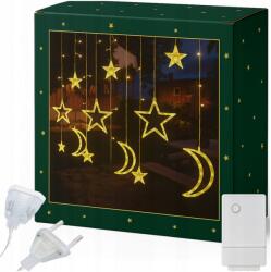  Fényfüggöny Csillagok Karácsonyfa Lámpák Hold Led Fehér Meleg Ablak (GIRLANDA ŚWIATEŁKA DŁUGA ŻÓŁTE WISZĄCE ŚWIĘTA)