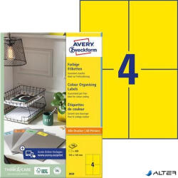 Avery-Zweckform Etikett, 105x148 mm, színes, AVERY ZWECKFORM, sárga, 400 etikett/csomag (3459) - alter