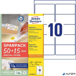 Avery-Zweckform Etikett, univerzális, eltávolítható, 96x50, 8 mm, AVERY ZWECKFORM, "Sparpack", 650 etikett/csomag (L4744REV-65)
