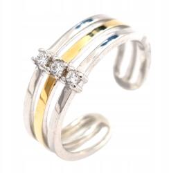Ezüst Gyűrű Arany És Cirkóniákkal 0065.10 méret 14 (0065)