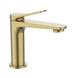 INVENA Mosdó Csaptelep Arany Szálcsiszolt Álló Alacsony, Kattanó Dugóval (BU-70-009-V)