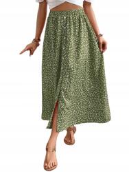 Shein Zöld MIDI Trapéz Szoknya Apró Virágokkal 40 L__L