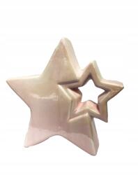 Kaemingk Karácsonyi rózsaszín csillag porcelán figura, 18, 5 cm (KAE308525/ALL)