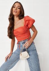 Missguided Piros, Ráncolt Top, Size 32, pamut (328046)