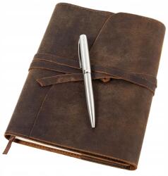  Napló jegyzetfüzet A5-ös, bőrkötésben Vintage Moonster Golyóstoll (SKÓRZANY NOTATNIK A5 Z DŁUGOPISEM)