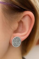 AB-Ag Fülbevaló Jelek Történelem Föld Korong Fajstos Ezüst 925 A Stift (K246)