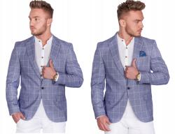 Barbetti Kék-fehér kockás Slim Fit blézer, Size 58, 75% pamut, 20% viszkóz (3524)