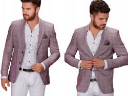 Frappoli Rózsaszín-fehér kockás blézer, Size 60 XXL, 50% pamut, 20% viszkóz, 30% poliészter