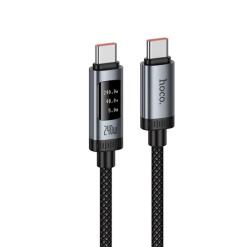 hoco. U148 adatkábel (USB - Type-C, 240W, PD gyorstöltő, LED kijelző, 120cm) FEKETE (U148_USB_C_240_B)